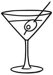 Martini glass with olive