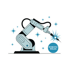compact robotic welder arm, precision fabrication process, assembly line robot, smart industry equipment, mechanical engineering artwork vector