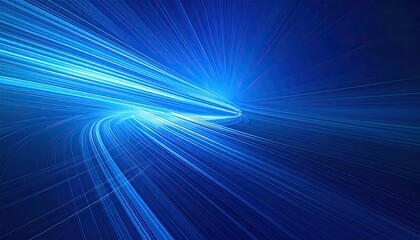 Abstract digital art of a swirling, blue light trail