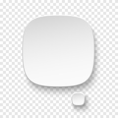 Vector white blank paper speech bubble on transparent background. Squircle shape. Template for your design.