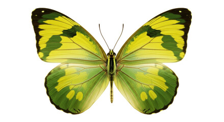 Isolated butterfly with yellow and green wings, nature, beauty, summertime, insect