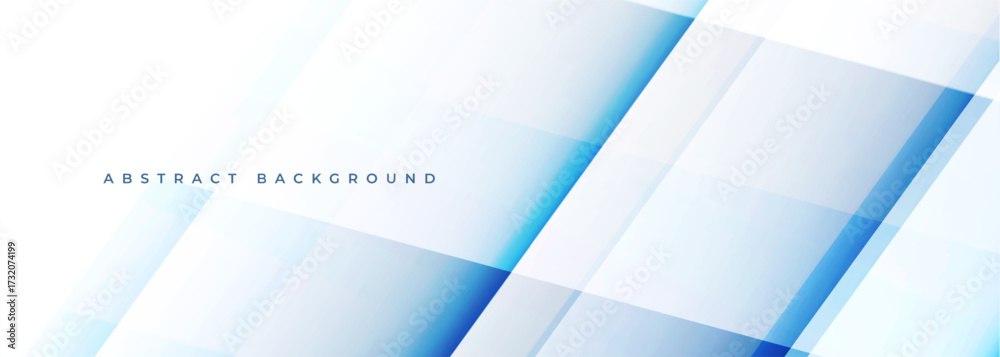 Wall mural abstract white modern wide banner background with blue shadow lines and diagonal geometric shapes. v