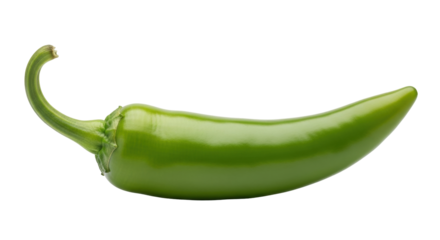 Isolated Green Jalapeno Pepper, Chili Pepper, Spicy Vegetable, Raw Food, Healthy Ingredient