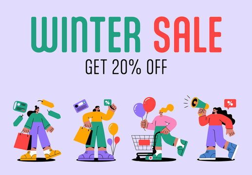 Modern Vector Winter Sale Promotional Graphic