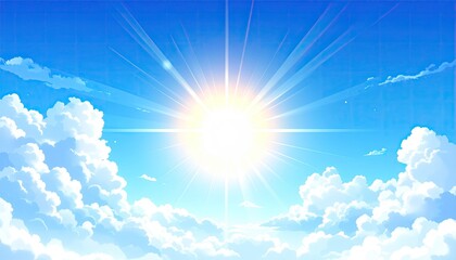 Bright sun shining through fluffy clouds (2)