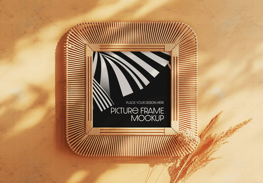 Minimal Bamboo Picture Frame Mockup