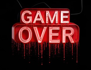 Red neon "Game Over" sign dripping with blood