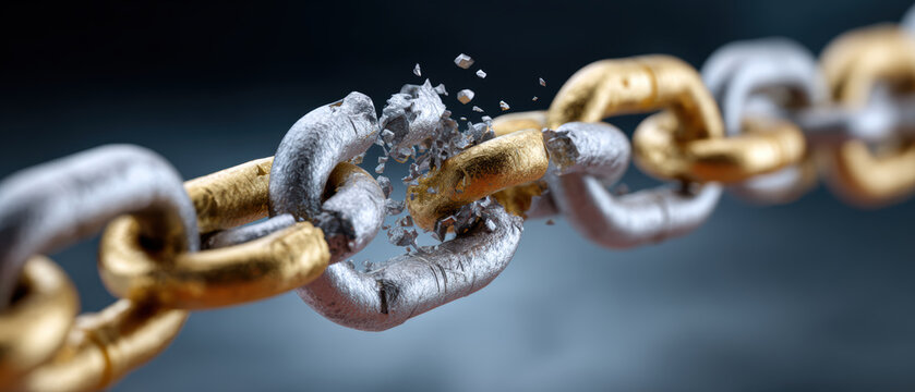 Risk of emerging market debt creates immense stress. This weak chain link about to break signifies dramatic financial crisis and failure of critical connection