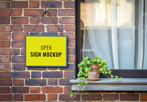 Outdoor Open Sign Mockup