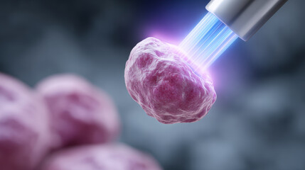 Medical laser lithotripsy modern therapy for kidney stone disease. This advanced treatment shows hopeful concept in urology for breaking painful calculus