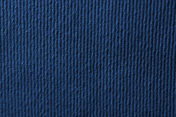 Close-Up of Blue Ribbed Knit Fabric Texture