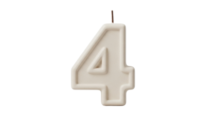 Isolated Number Four Candle, party decoration, birthday celebration and holiday event symbol