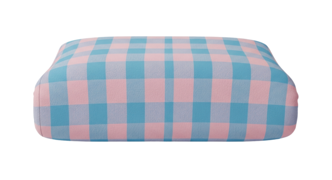 Isolated colorful checkered pillow, soft cushion for cozy living space, home comfort item