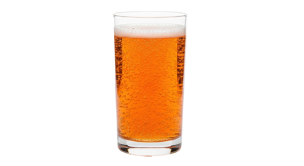 Isolated glass of refreshing sparkling apple cider, full of bubbles, cold beverage for a hot day