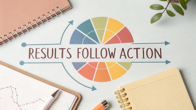 Circular Graph Illustrating Results and Action in Pastel Colors