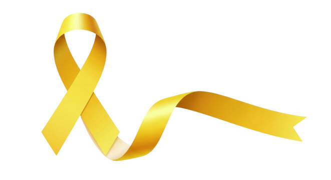 Isolated awareness yellow ribbon for bone cancer, suicide prevention, or endometriosis support - Powered by Adobe