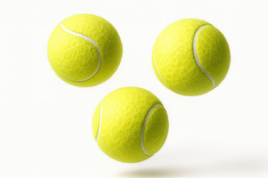 Flying tennis balls on a white background.