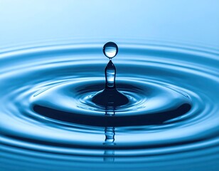 Single water drop creates ripples in still water