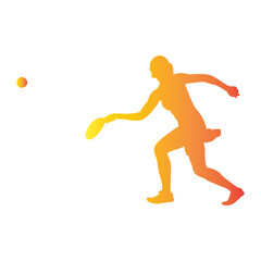 Silhouette of Woman Playing Padel Tennis. Vector Gradient Illustration