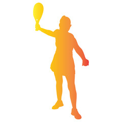 Silhouette of Woman Playing Padel Tennis. Vector Gradient Illustration
