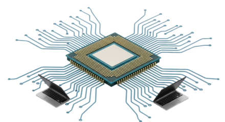 Isolated High Technology Computer Component Interconnected with Laptops on the Surface