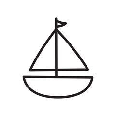 Hand-drawn style sailing boat. Outline vector graphic of a yacht or dinghy