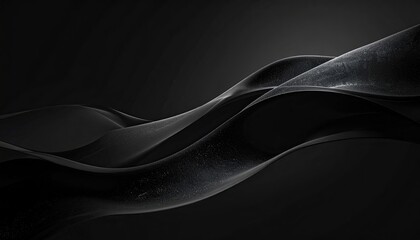 Dark, flowing, black fabric-like waves against a dark background