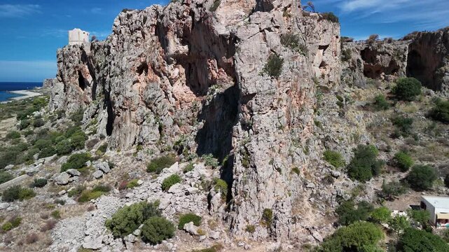 Drone shot of Sicilian mountains and natural landscape