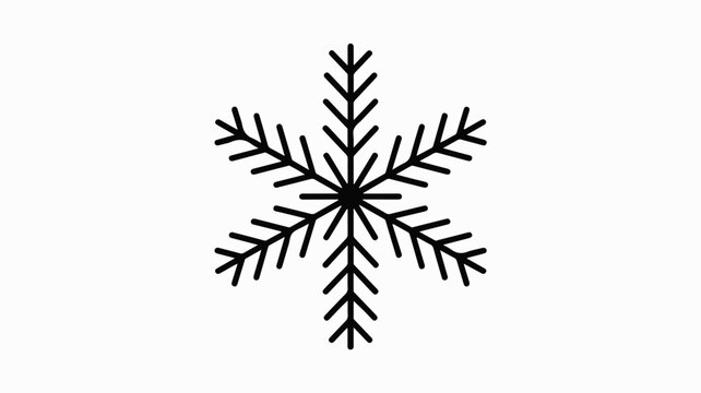 Elegant black snowflake icon symbolizing winter, cold, and frosty weather for decorative or informational purposes