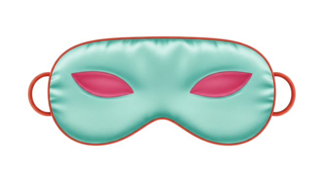 Isolated sleep mask for night time relaxation or travel, face covering with eye shape