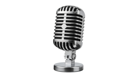 Isolated vintage microphone, a retro-style audio device for recording in professional studio