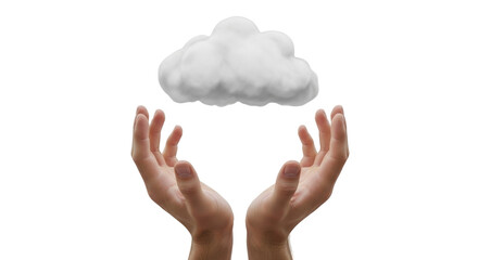 Isolated hands holding a cloud representing online storage and cloud computing technology