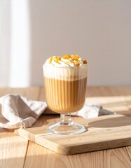 Cozy Autumn Pumpkin Spice Latte on Rustic Countertop – Warm Fall Coffee Drink Photography