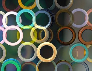 Abstract design of overlapping circles in various colors