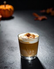 Cozy Autumn Pumpkin Spice Latte on Rustic Countertop – Warm Fall Coffee Drink Photography