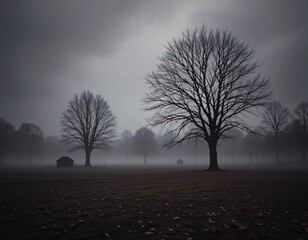 Dramatic Autumn Landscape in Soft Tones with a Mysterious Atmosphere