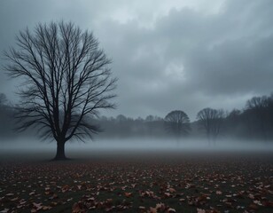 Dramatic Autumn Landscape in Soft Tones with a Mysterious Atmosphere