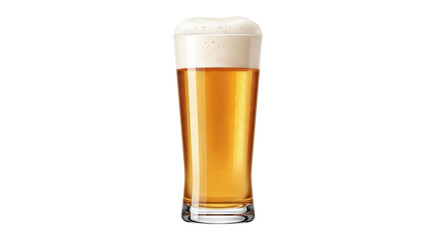 Isolated pint glass of refreshing beer with a foamy head, perfect for a hot day