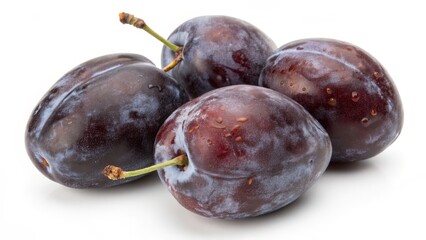 Fresh whole prune isolated on transparent background, high-quality PNG image for culinary and graphic design projects, ideal for recipes, food blogs, and kitchen-themed visuals