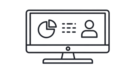 Isolated business analysis on computer screen with data charts and user profile icon
