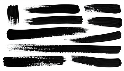 Abstract black paint brushstrokes on white background