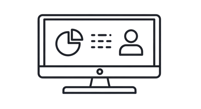 Isolated business analysis on computer screen with data charts and user profile icon