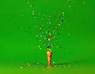 Confetti erupts from cone on green