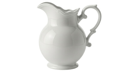 Isolated elegant pitcher, stylized cream pitcher, traditional kitchenware, ceramic vase