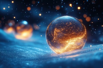 Glowing sphere illuminating with light.