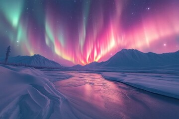 A mesmerizing display of the aurora borealis dancing across the night sky.