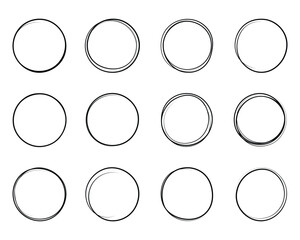 Hand drawn cartoon circle line vector illustration doodle sketch style for concept design. Vector marker circular lines, doodle round circles for message note mark design element. Pencil or pen bubble