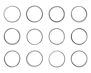 Hand drawn cartoon circle line vector illustration doodle sketch style for concept design. Vector marker circular lines, doodle round circles for message note mark design element. Pencil or pen bubble