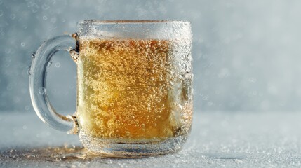 Chilled apple cider vinegar tonic served in a clear mug with lively effervescence