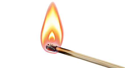 Isolated burning matchstick with flame, macro, close-up, a small fire, ignition element, light source